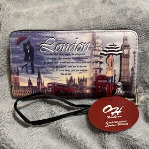 London Themed Wallet with Removable Strap